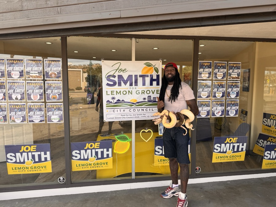 Supporter outside the Joe Smith campaign office
