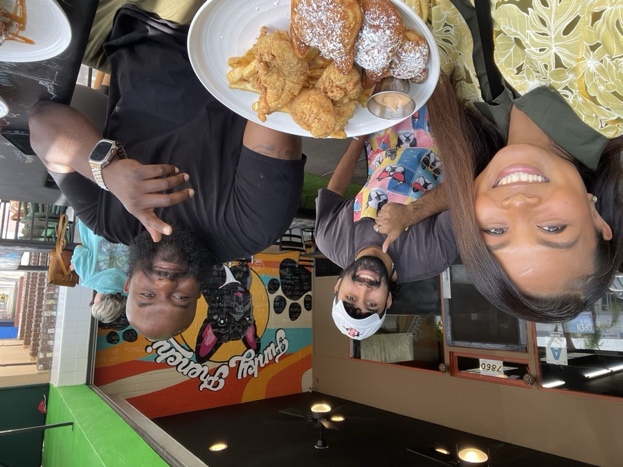 Joe Smith sharing a meal with supporters at a local restaurant