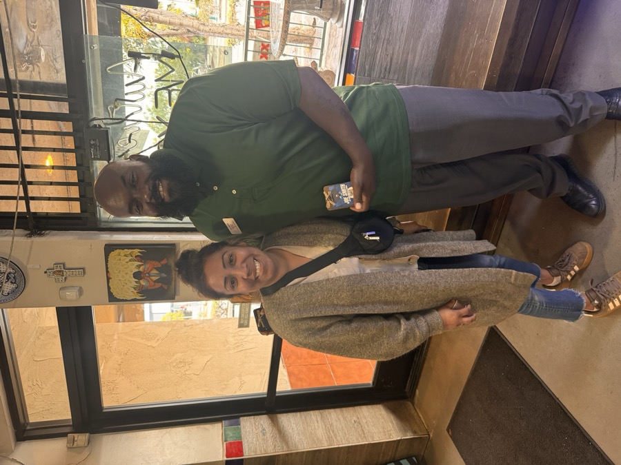 Joe Smith with a supporter at a local restaurant