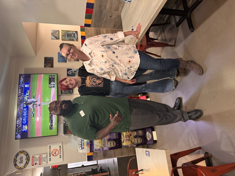 Joe Smith with supporters at a neighborhood restaurant