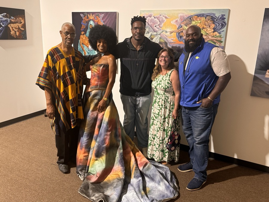 Joe Smith with artists at a community art event
