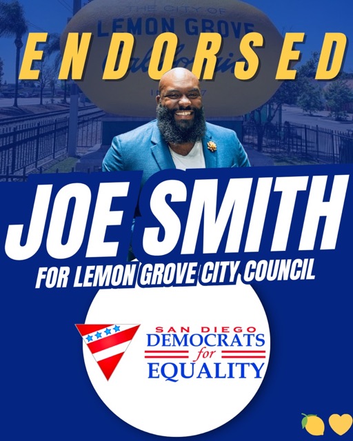 Endorsement from San Diego Democrats for Equality, Democratic Club